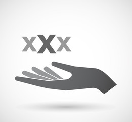 Isolated  offerign hand icon with  a XXX letter icon