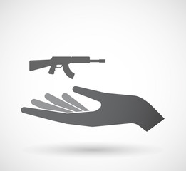 Isolated  offerign hand icon with  a machine gun sign