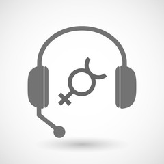 Isolated  hands free headset icon with  the mercury planet symbo
