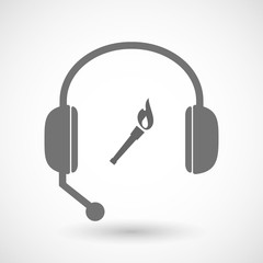 Isolated  hands free headset icon with  a torch icon