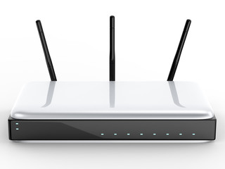 white router on white background