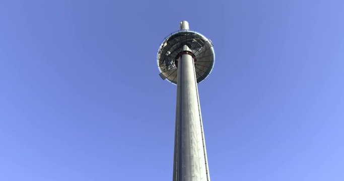 Time lapse view of the observation tower on the seafront of Brighton