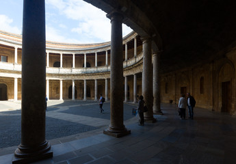 Palace of Charles V at Alhambra in day.  Granada
