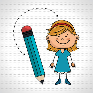 child cartoon pencil icon vector illustration design