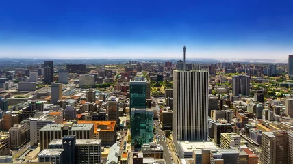Türaufkleber Republik von südafrika. Johannesburg, Provinz Gauteng. Stadtansicht (nördlicher Teil) von der Aussichtsplattform des Carlton Center aus gesehen © WitR
