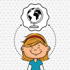 cartoon girl school icon vector illustration design