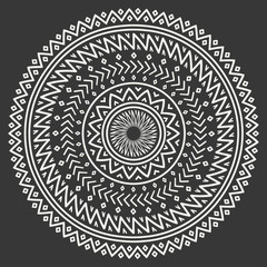 Ethnic mandala. Tribal hand drawn line geometric seamless pattern. Border. Doodles. Native vector illustration. Background. African, mexican, indian, oriental ornament. Henna tattoo style. Circle art - 118922520