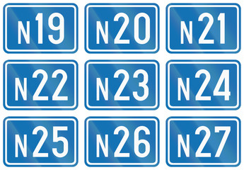 Collection of federal road shields used in Belgium