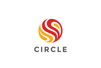 Circle Fire flame abstract Logo design vector. Sphere icon