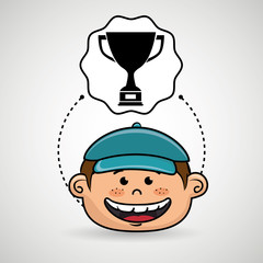 Obraz premium boy cartoon cap icon vector illustration design