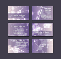 Business card collection. Abstract shining glow decorative elements with transparent layout