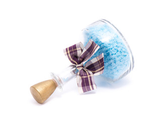 Bath salt in glass container