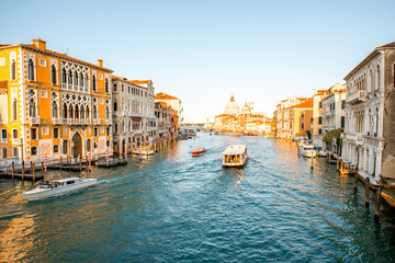 Fototapeta na wymiar View on Grand canal with Santa Maria basilica from Accademic bridge in Venice