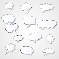 Set of comic 3d speech bubbles icon. Thought bubble Vector image Eps 