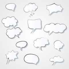 Set of comic 3d speech bubbles icon. Thought bubble Vector image Eps 