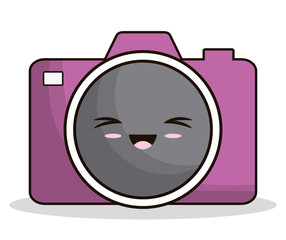 camera kawaii cartoon smiling technology icon. Colorful and flat design. Vector illustration