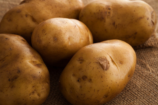 potato still life on sack background