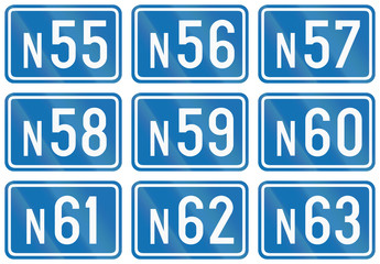 Collection of federal road shields used in Belgium