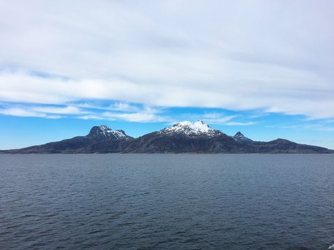 Landegode island outside Bodo, Norway. The coast here is known for its steep mountains and islands, many of them are over 500-metres above sea level.