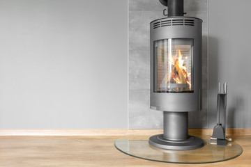 Modern fireplace with industrial look