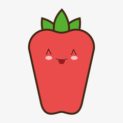 pepper kawaii cartoon smiling healthy food icon. Colorful and flat design. Vector illustration