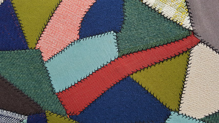 close up of upholstery crazy quilt pattern  - obrazy, fototapety, plakaty