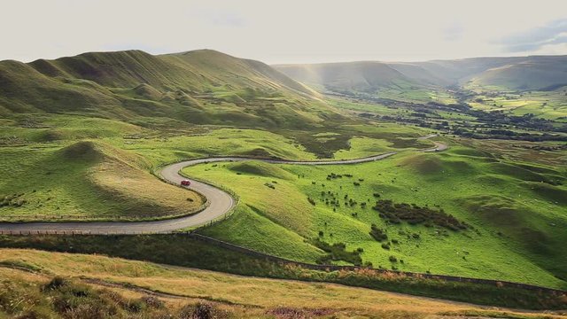 Amazing Countryside Road at Sunset in Peak District UK