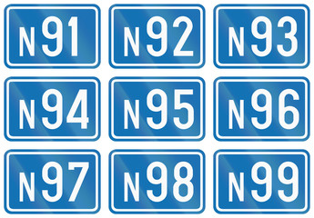 Collection of federal road shields used in Belgium