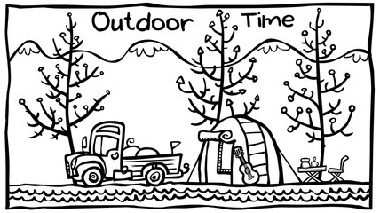 Outdoor illustration. outline version.