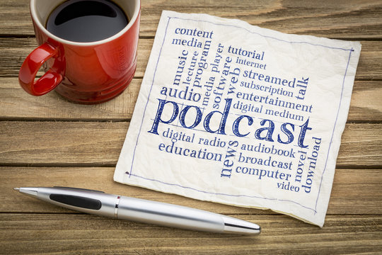 podcast word cloud on napkin