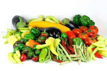 fresh farm picked vegetables isolated on white background