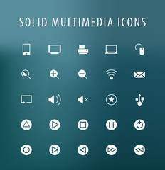 Set of 25 Universal Multimedia Icons. Isolated Elements.