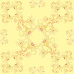 seamless pattern - rhombus with a lily on a bright background. 