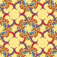 seamless pattern grid with Caribbean fun dancing couple of parro