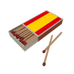Spain Flag Matchbox With Matches Isolated On A White Background, 3d illustration