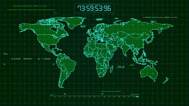 Glow green sci fi world map