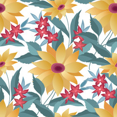 Flourish tiled pattern. Abstract floral background. Fantastic fllower bouquets
