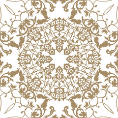 Flourish lace seamless pattern Floral arabic ornament. Geometric flower mandala background