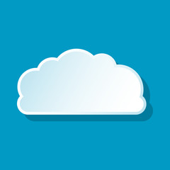 Small cloud icon on blue background. Weather symbol