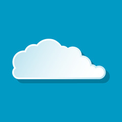 Rain cloud icon on blue background. Weather symbol