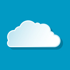 Heavenly cloud icon on blue background. Weather symbol