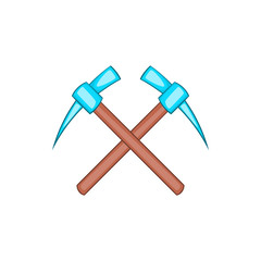 Two picks icon in cartoon style isolated on white background. Tool symbol