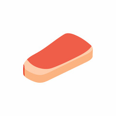 Piece of meat veal icon in isometric 3d style isolated on white background. Food symbol