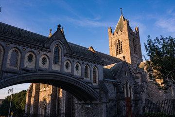 Daytime Sunset Christchurch Cathedral Dublin Ireland - obrazy, fototapety, plakaty