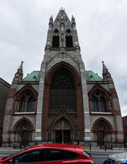 Fototapeta na wymiar St. Augustine Front Facade Exterior Architecture Cathedral Dublin Ireland