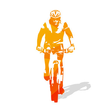 Cycling. Mountain biker, abstract orange vector cyclist