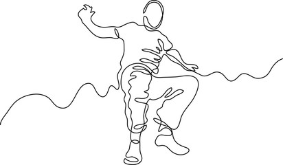 continuous line drawing of jumping man