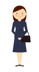 お受験　母親　女性　全身　イラスト