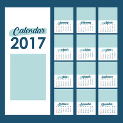 2017 year calendar planner month day frame icon. Colorful and Flat design. Vector illustration