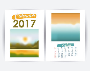 2017 may year frame landscape picture photo calendar planner month day icon. Colorful and Flat design. Vector illustration
